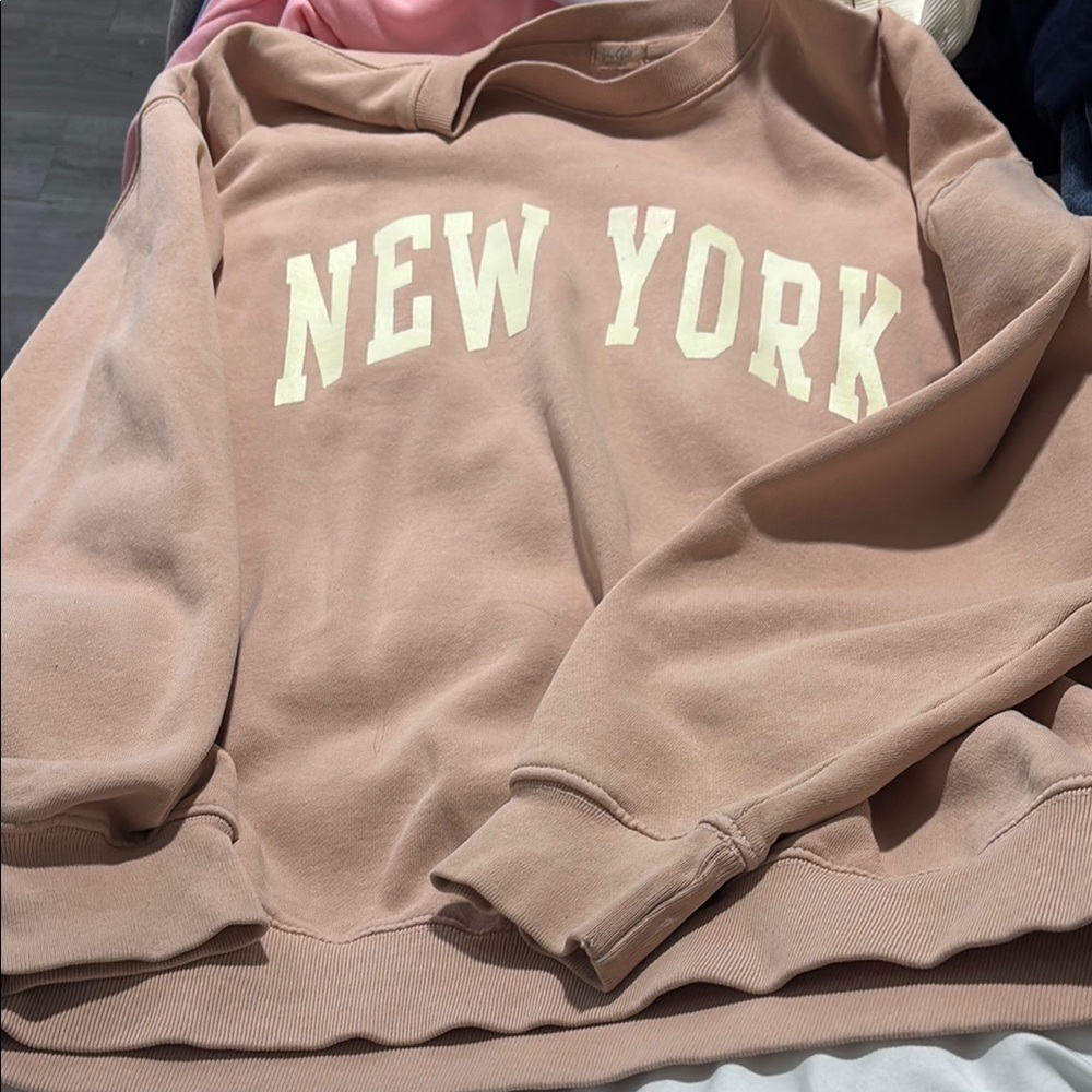 John Galt New York Graphic Sweatshirt in Tan